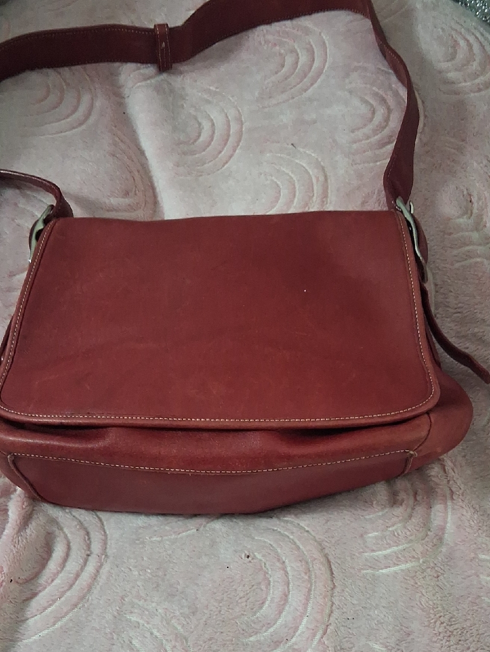 COACH Women's Red Leather Messenger Bag - Classic Shoulder Bag $38.